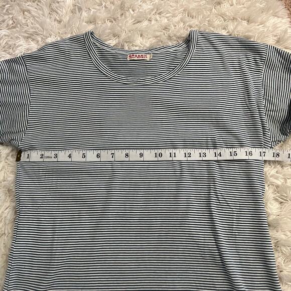 Organic John Patrick 100% Cotton Blue Striped T-Shirt Size S - Picture 6 of 7